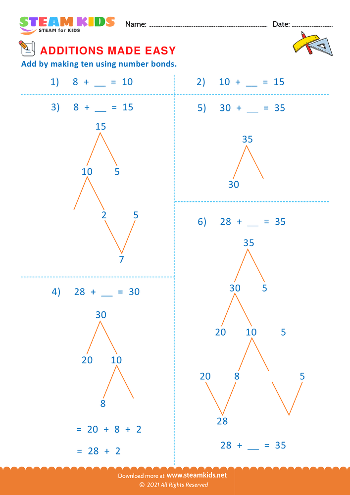 Free Math Worksheet - Addition made easy - Worksheet 18
