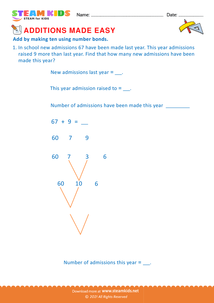 Free Math Worksheet - Addition made easy - Worksheet 23