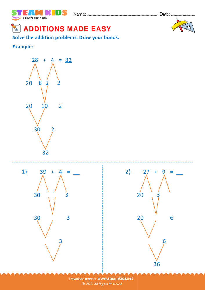 Free Math Worksheet - Addition made easy - Worksheet 24