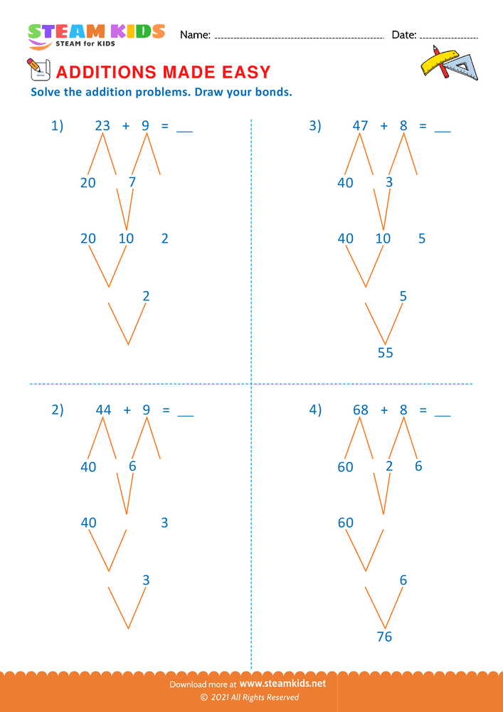 Free Math Worksheet - Addition made easy - Worksheet 26