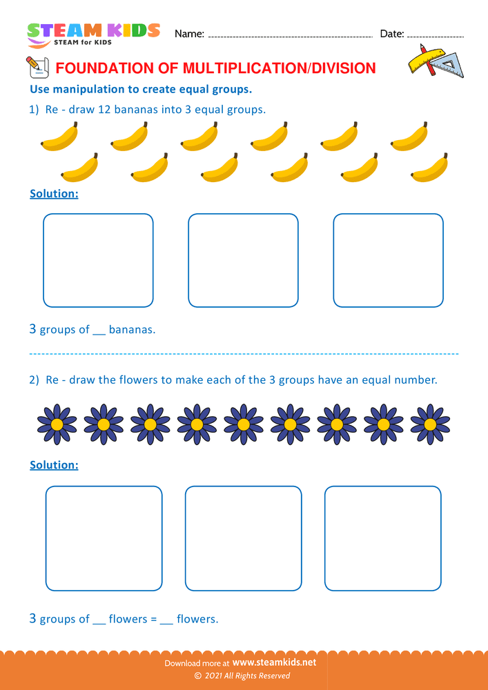 Free Math Worksheet - Foundation of Multiplication and Division - Worksheet 2