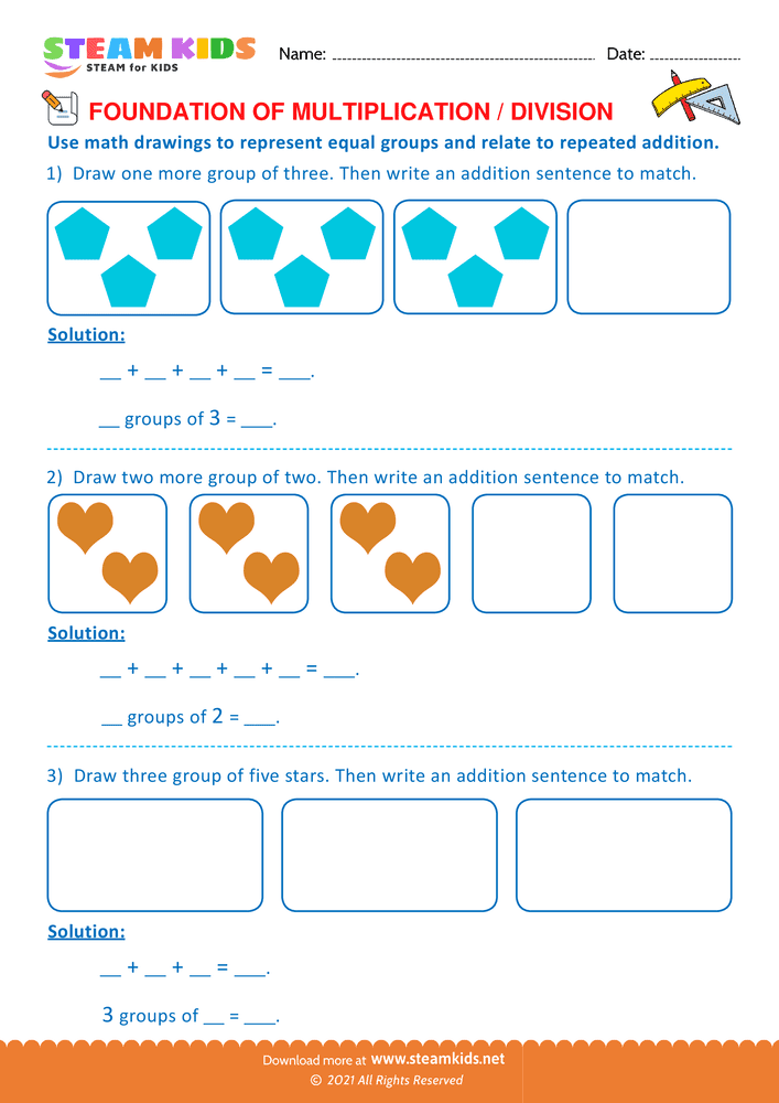 Free Math Worksheet - Foundation of Multiplication and Division - Worksheet 8