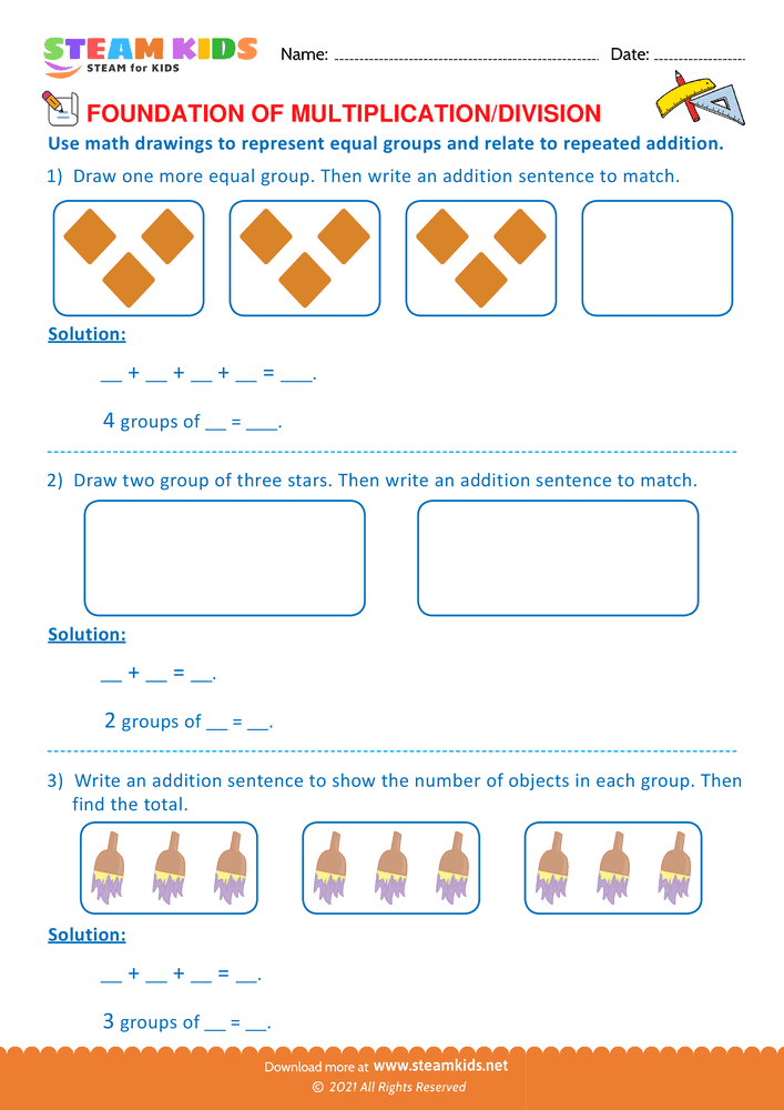 Free Math Worksheet - Foundation of Multiplication and Division - Worksheet 9