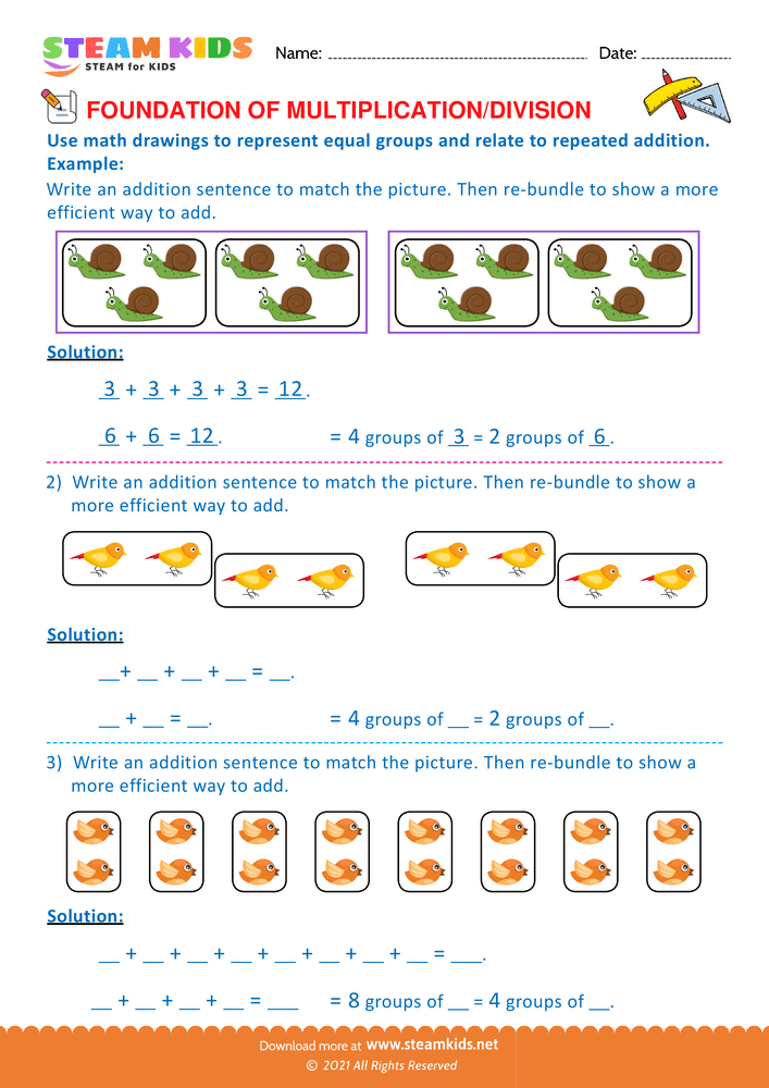 Free Math Worksheet - Foundation of Multiplication and Division - Worksheet 12