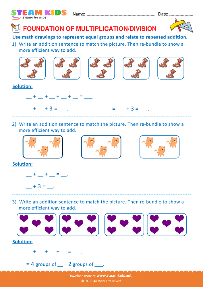 Free Math Worksheet - Foundation of Multiplication and Division - Worksheet 13