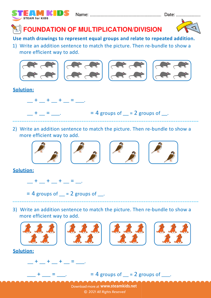 Free Math Worksheet - Foundation of Multiplication and Division - Worksheet 14