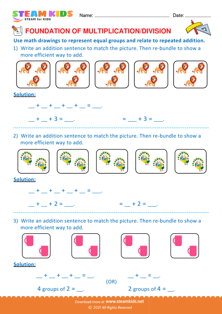 Free Math Worksheet - Foundation of Multiplication and Division - Worksheet 15