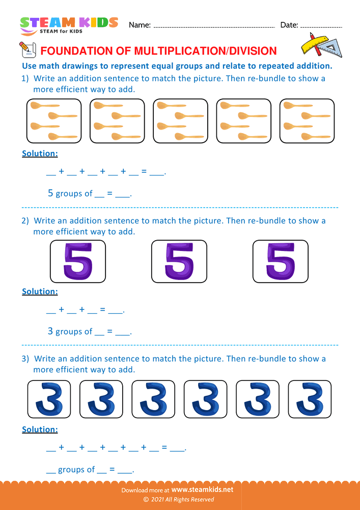 Free Math Worksheet - Foundation of Multiplication and Division - Worksheet 16