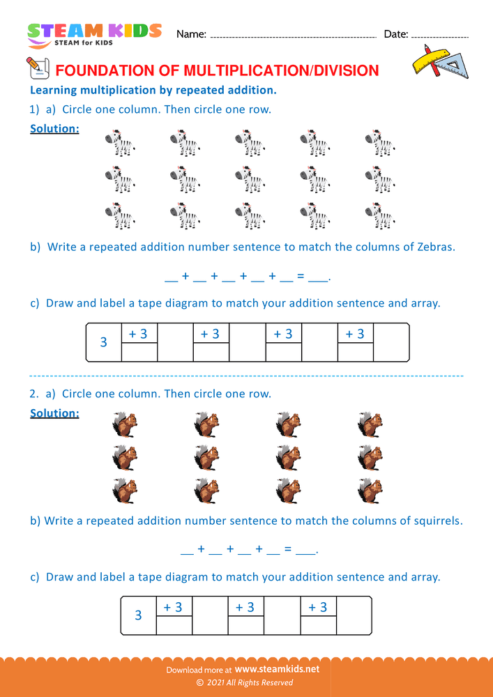 Free Math Worksheet - Foundation of Multiplication and Division - Worksheet 18