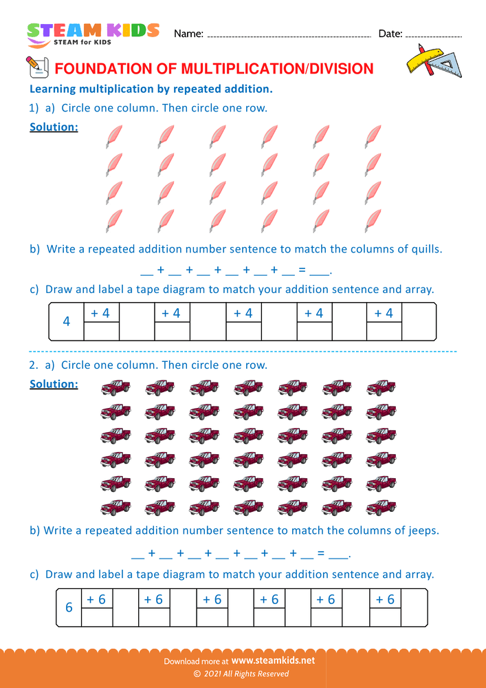 Free Math Worksheet - Foundation of Multiplication and Division - Worksheet 20