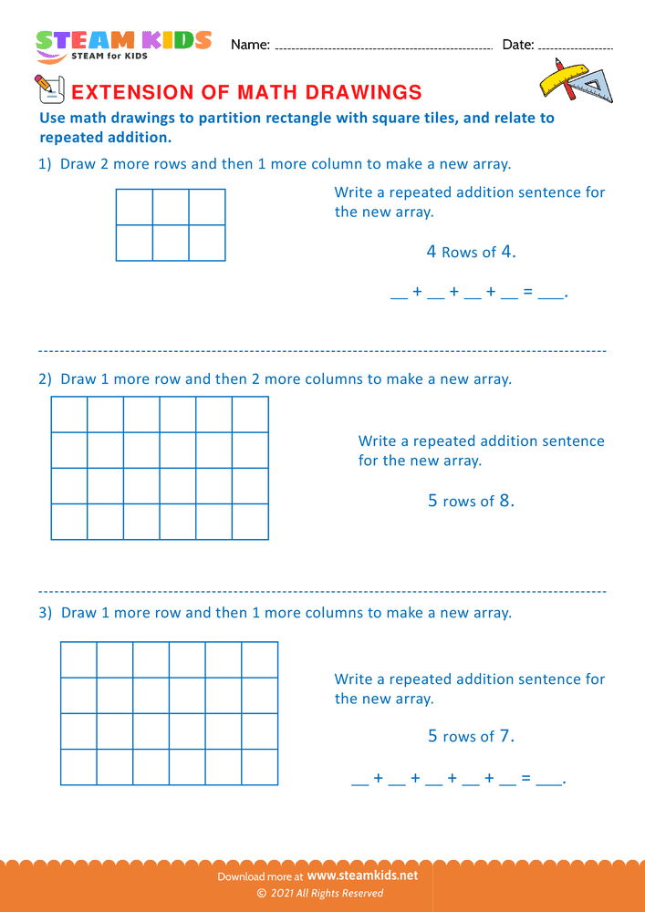 Free Math Worksheet - Extension of Math Drawings - Worksheet 3