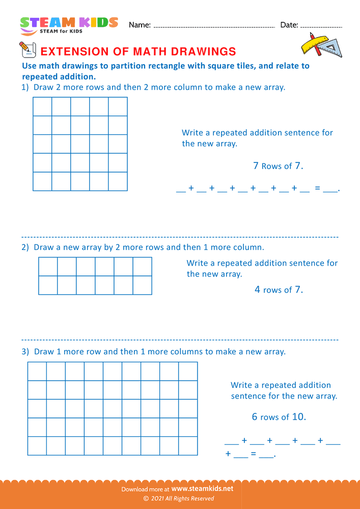 Free Math Worksheet - Extension of Math Drawings - Worksheet 4