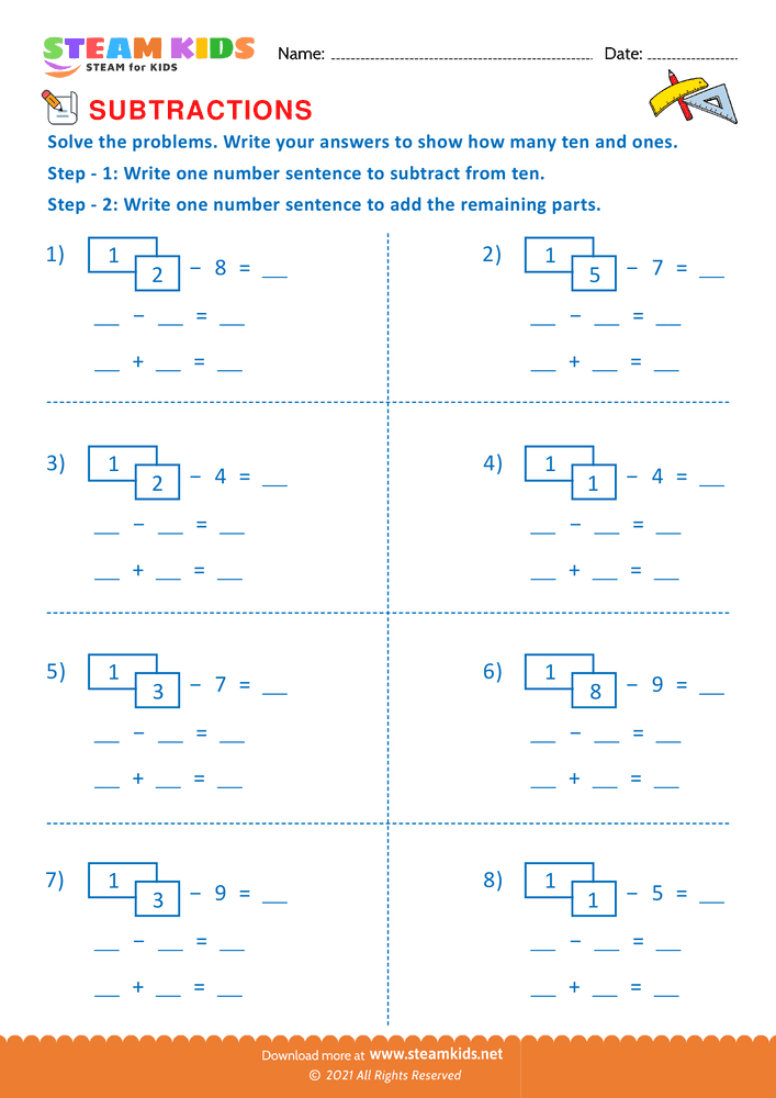 Free Math Worksheet - Subtract tens & ones - Worksheet 4