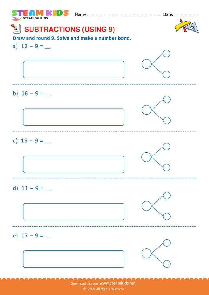 Free Math Worksheet - Draw and round 9 - Worksheet 2