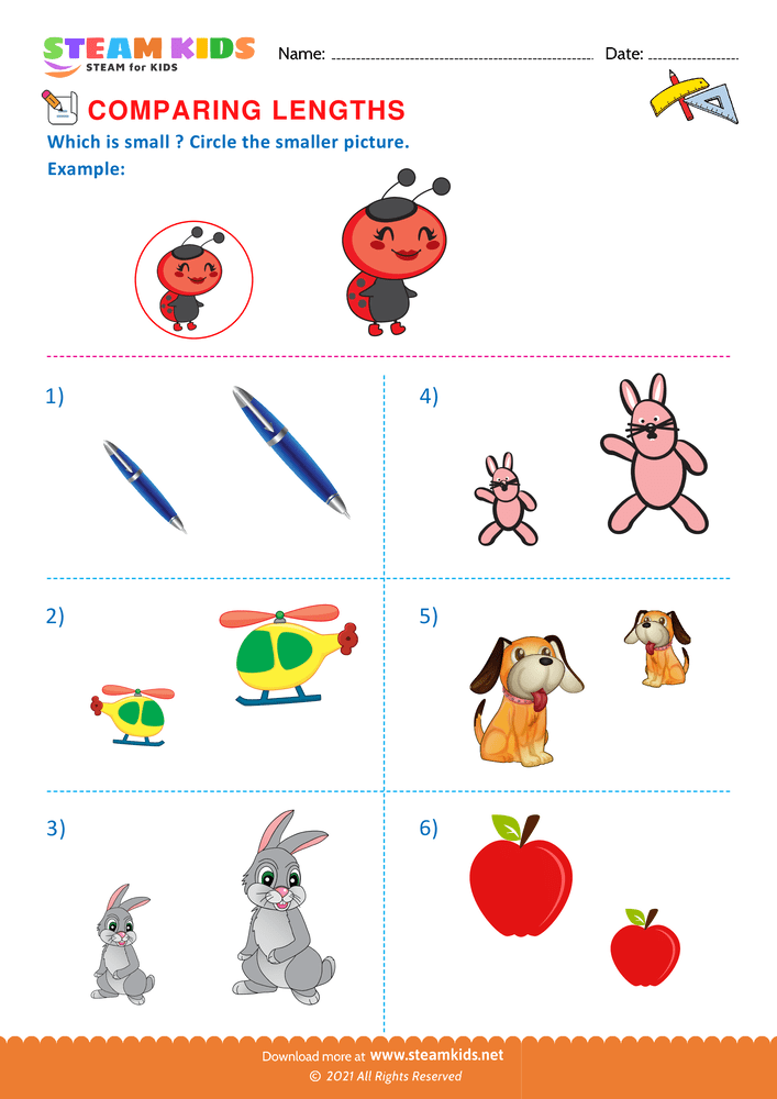 Free Math Worksheet - Langer or Smaller - Worksheet 2