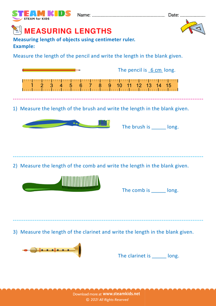 Free Math Worksheet - Measuring with centimeter cubes - Worksheet 8