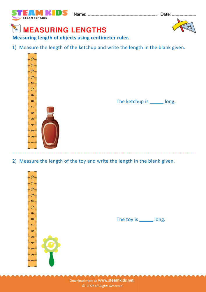 Free Math Worksheet - Measuring with centimeter cubes - Worksheet 9