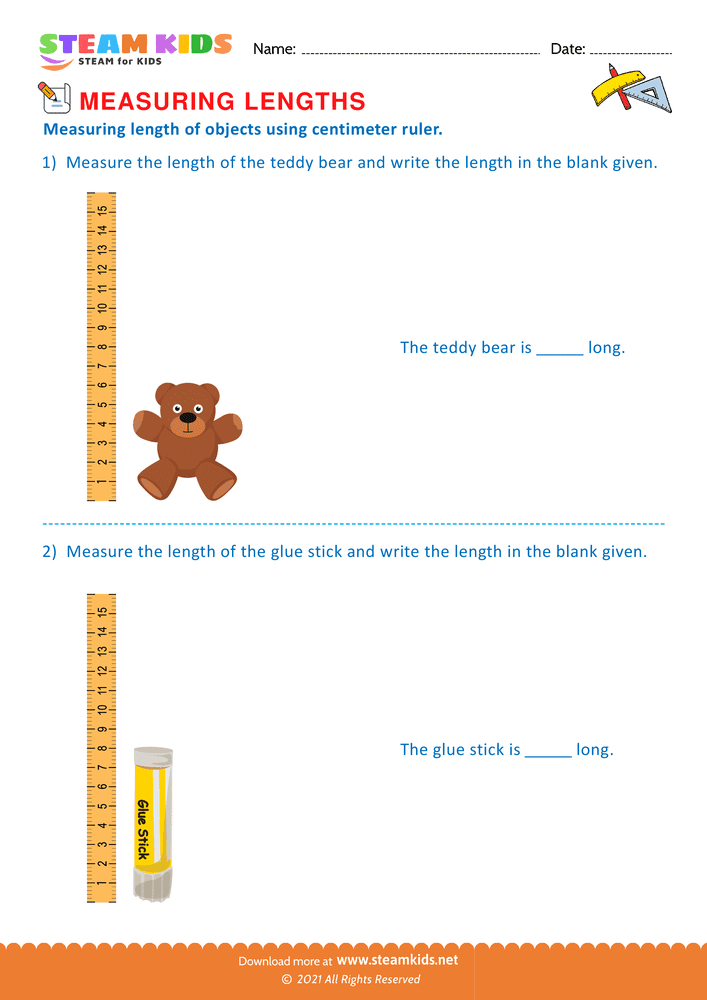 Free Math Worksheet - Measuring with centimeter cubes - Worksheet 10