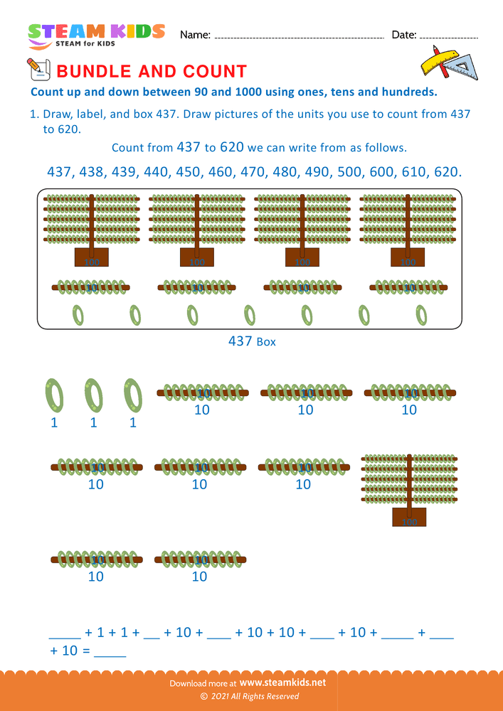 Free Math Worksheet - Bundle and Count - Worksheet 29