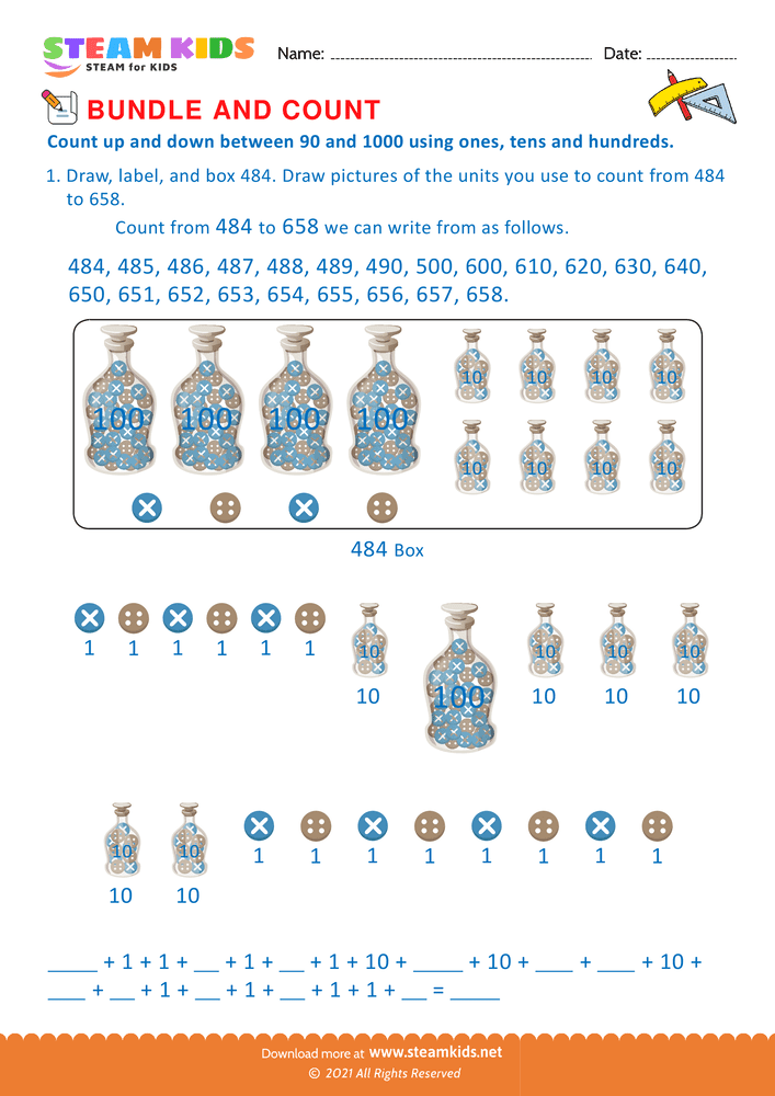 Free Math Worksheet - Bundle and Count - Worksheet 31