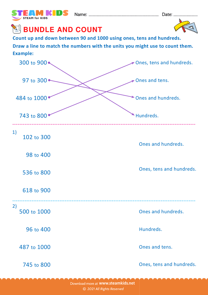 Free Math Worksheet - Bundle and Count - Worksheet 35