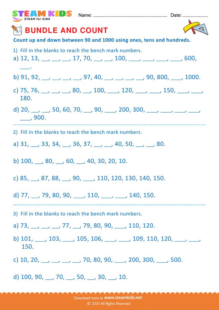 Free Math Worksheet - Bundle and Count - Worksheet 40