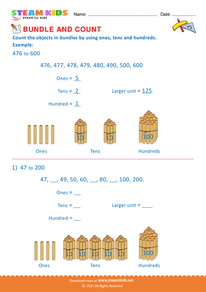 Free Math Worksheet - Bundle and Count - Worksheet 49