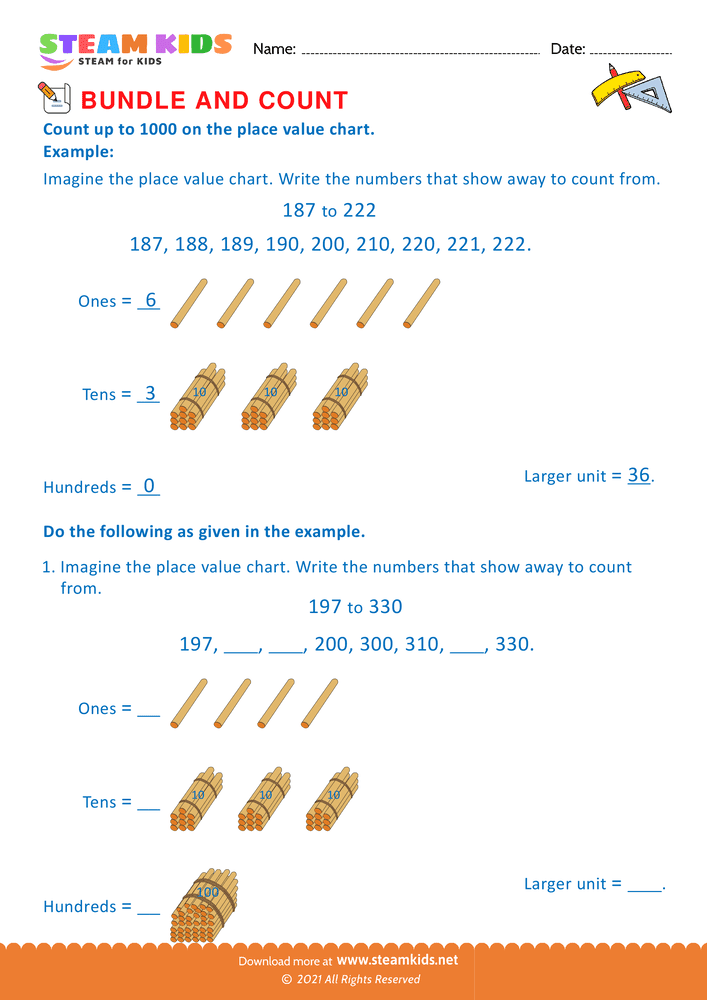 Free Math Worksheet - Bundle and Count - Worksheet 59