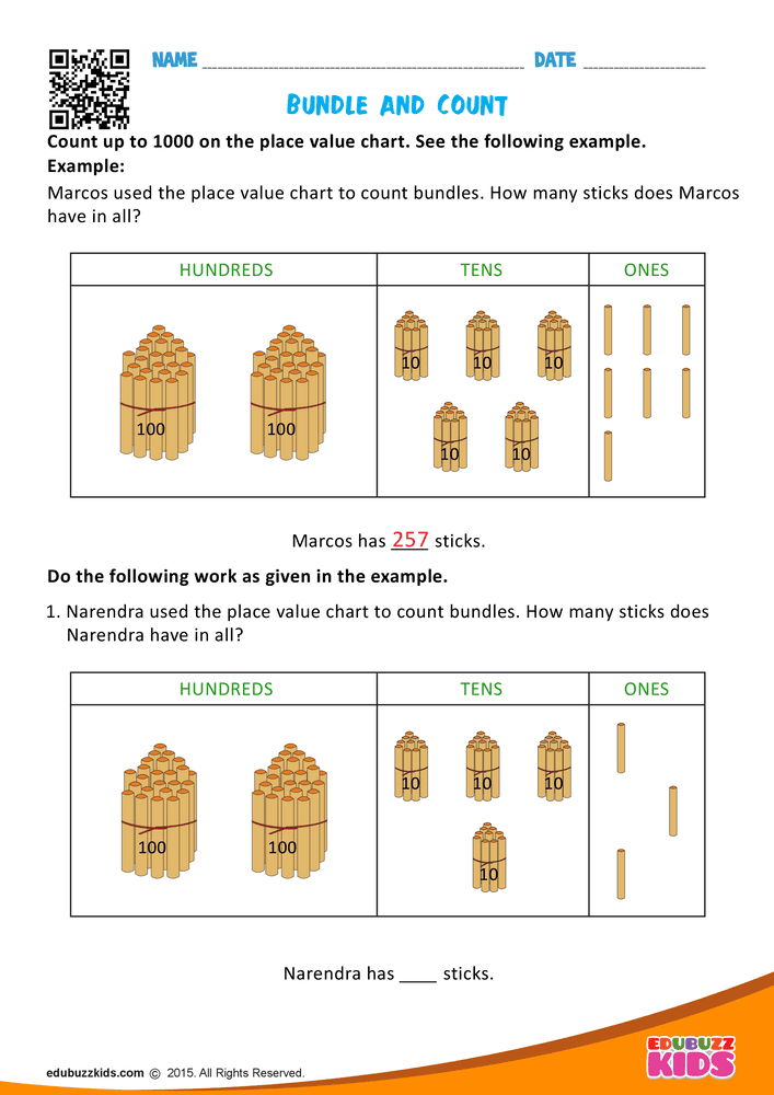 Free Math Worksheet - Bundle and Count - Worksheet 62