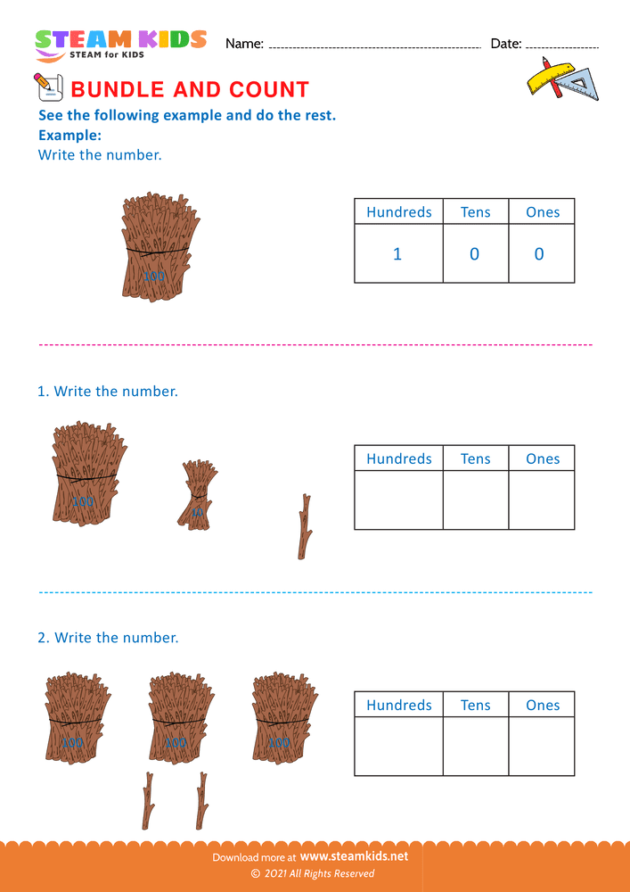 Free Math Worksheet - Bundle and Count - Worksheet 65