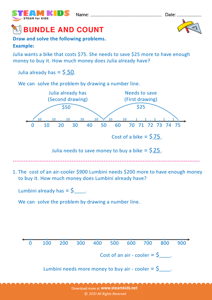 Free Math Worksheet - Bundle and Count - Worksheet 76
