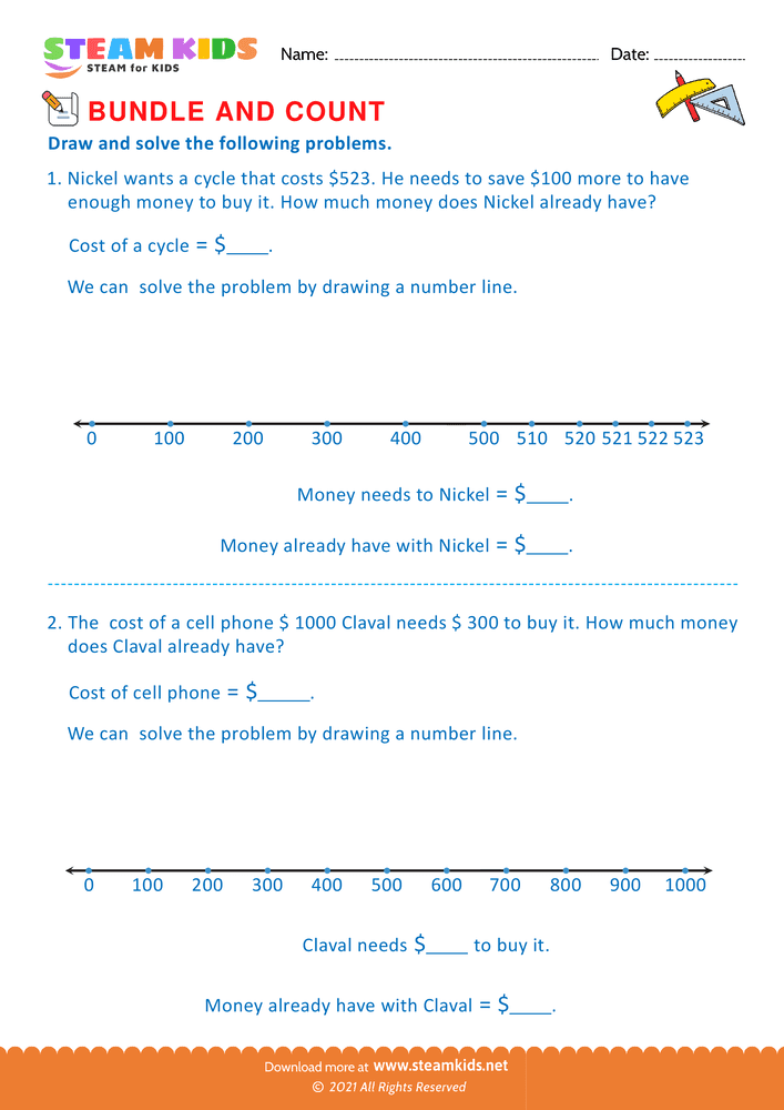 Free Math Worksheet - Bundle and Count - Worksheet 78