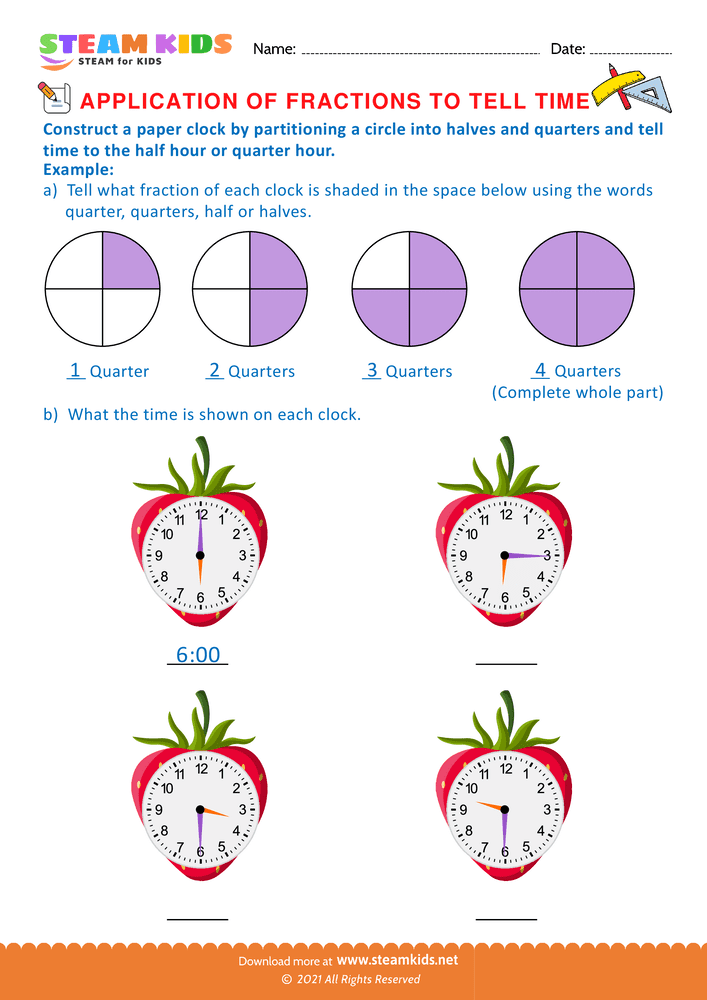 Free Math Worksheet - Telling Time - Worksheet 18