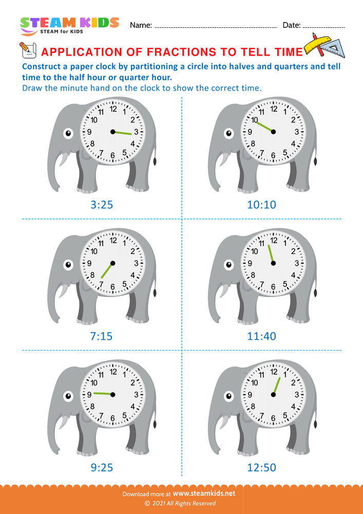 Free Math Worksheet - Telling Time - Worksheet 21