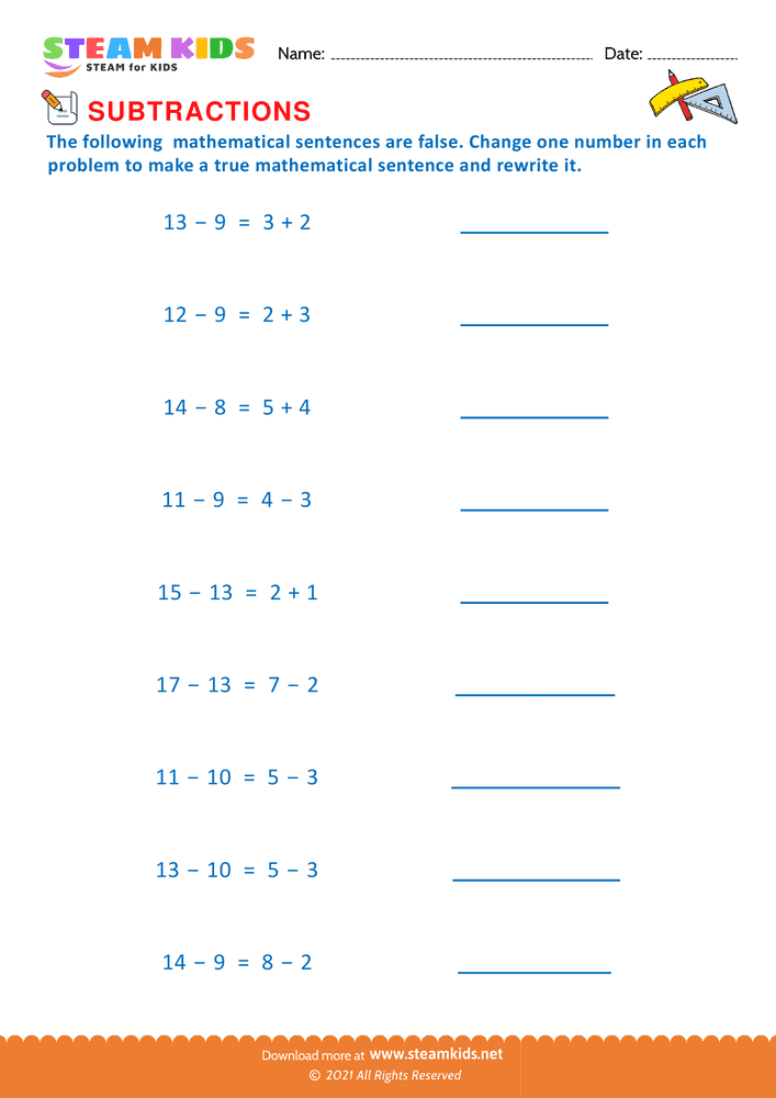 Free Math Worksheet - Addition and subtraction - Worksheet 3