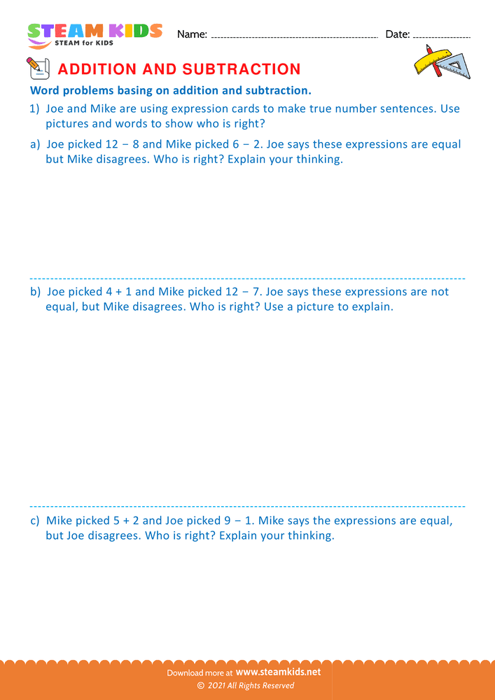 Free Math Worksheet - Word problems - Worksheet 2