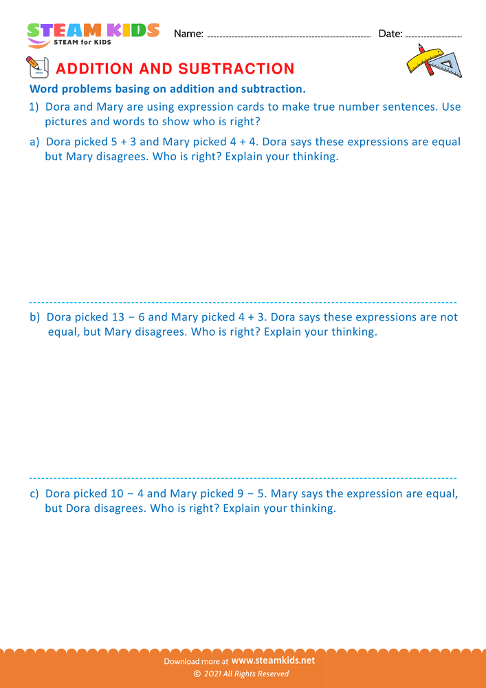 Free Math Worksheet - Word problems - Worksheet 3