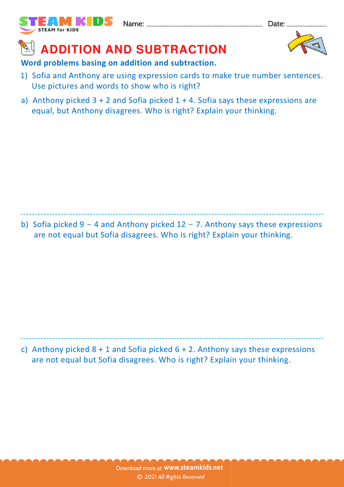 Free Math Worksheet - Word problems - Worksheet 5