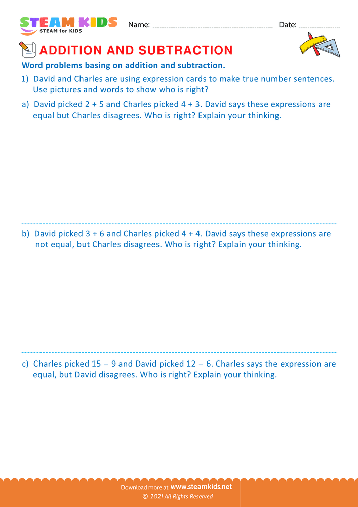 Free Math Worksheet - Word problems - Worksheet 6
