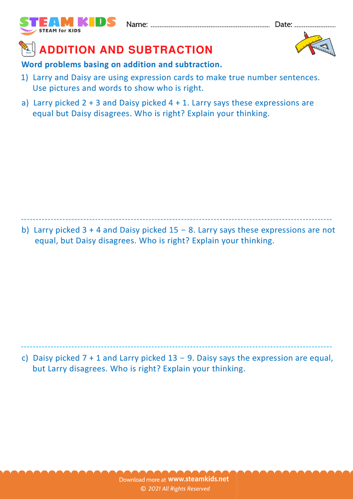 Free Math Worksheet - Word problems - Worksheet 8