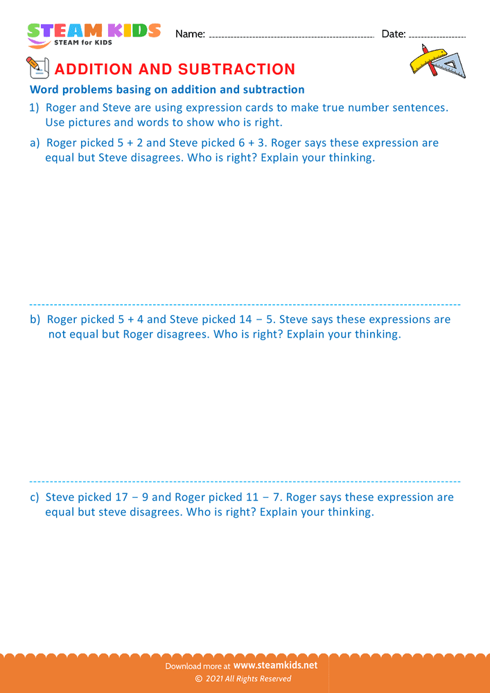 Free Math Worksheet - Word problems - Worksheet 10