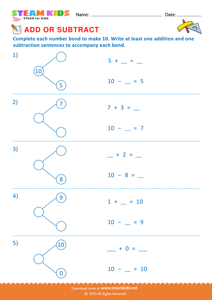 Free Math Worksheet - Add or Subtract - Worksheet 15