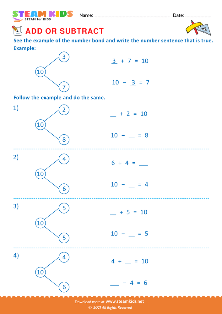 Free Math Worksheet - Add or Subtract - Worksheet 16