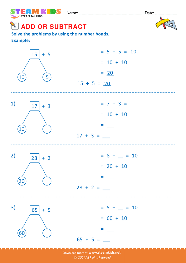 Free Math Worksheet - Add or Subtract - Worksheet 23