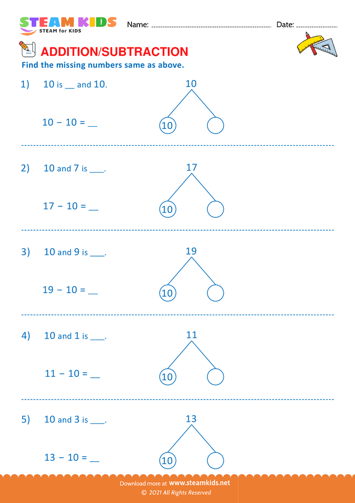 Free Math Worksheet - Add or Subtract - Worksheet 40