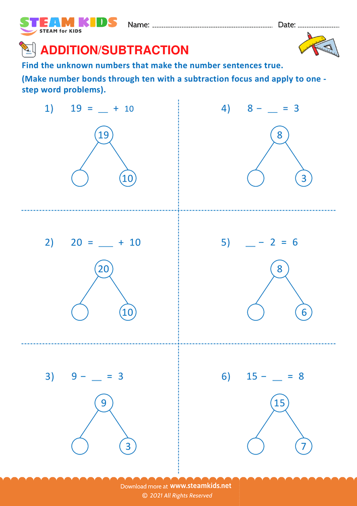Free Math Worksheet - Add or Subtract - Worksheet 48
