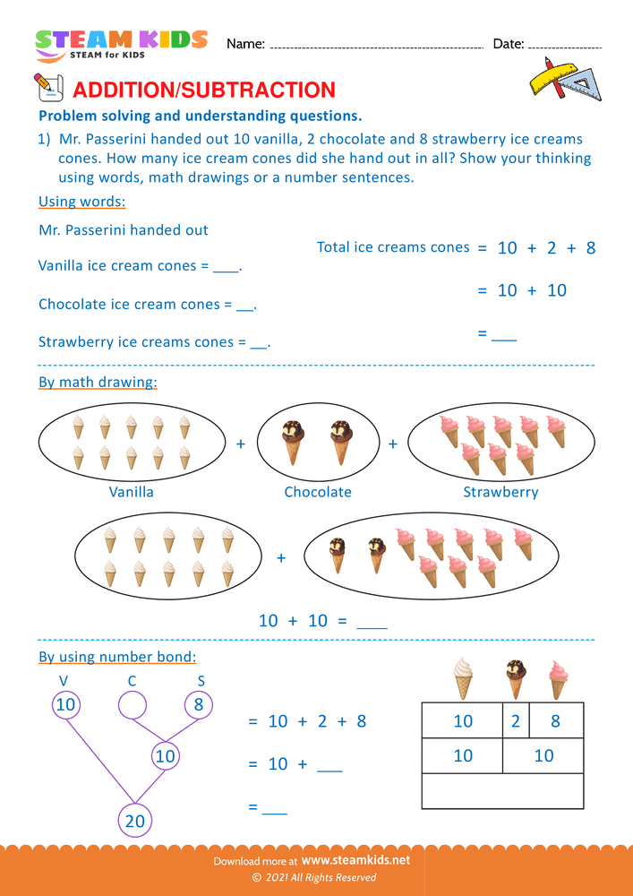 Free Math Worksheet - Add or Subtract - Worksheet 53