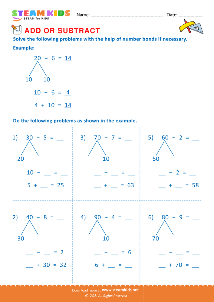 Free Math Worksheet - Add or Subtract - Worksheet 65