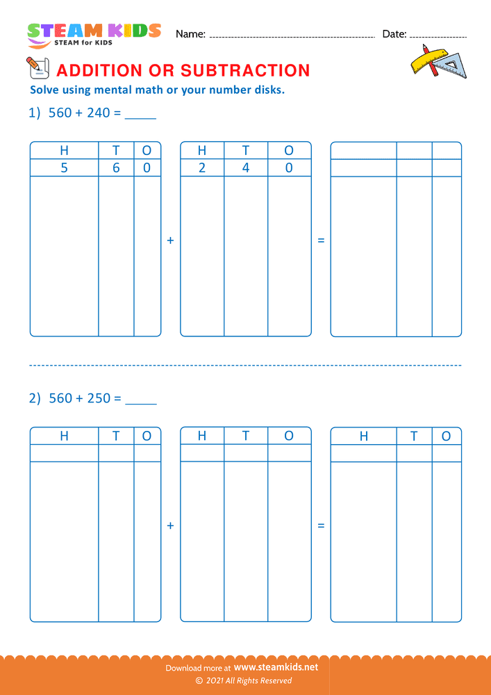 Free Math Worksheet - Solve the Following problems - Worksheet 5