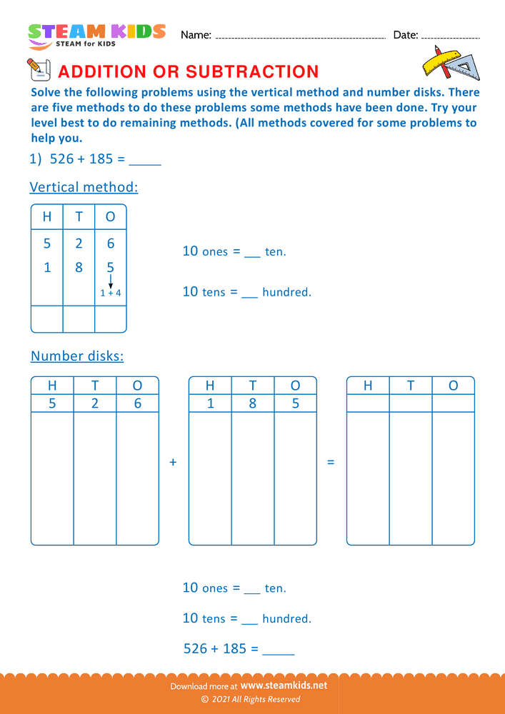 Free Math Worksheet - Solve the Following problems - Worksheet 7